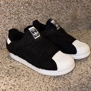 Adidas Superstar 360 Black Teddy Bear Fur Sneakers